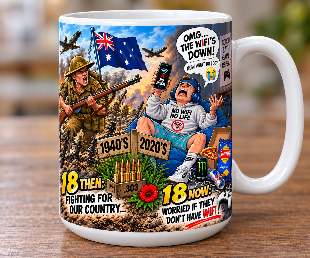 18 Then vs 18 Now Mug - Funny Generational Gift